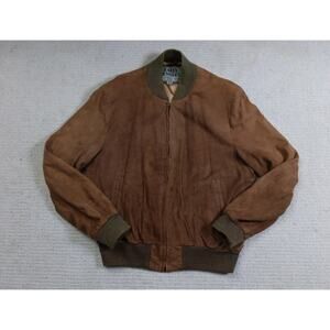 Vintage Ralph Edwards Suede Leather Brown Jacket Mens 42R Crafted In USA w/flaws